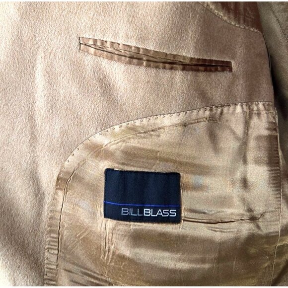 Bill Blass Vintage 100% Camel Hair Tan Two Button Office Blazer Jacket Men's 48R - Picture 6 of 9